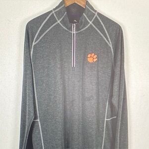 Tommy Bahama Gray Zip Up Sweater with Orange Logo
